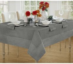 New Wave Metallic Border Linen Tablecloth, 70" x 126"
