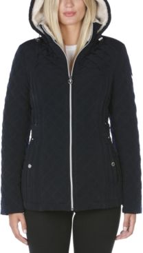 Petite Sherpa-Lined Quilted Coat