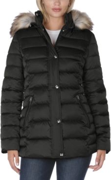 Inc Faux-Fur Trim Hooded Puffer Coat, Created for Macy's