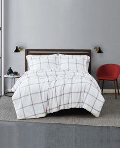 Printed Windowpane 3 Piece Comforter Set, King Bedding