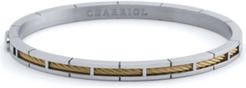 Cable Inlay Bangle Bracelet in Stainless Steel & 18k Yellow Gold Pvd