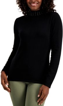 Studded Mock-Neck Sweater, Created for Macy's