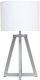 Interlocked Triangular Wood Table Lamp with Fabric Shade