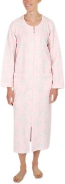Etched Floral Quilted Long Zipper Robe