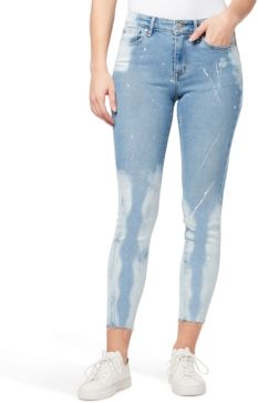 Mid-Rise Paint-Splatter Skinny Ankle Jeans