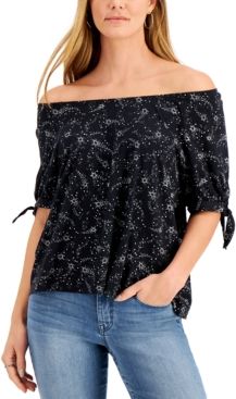 Printed Tie-Sleeve Top, Created for Macy's