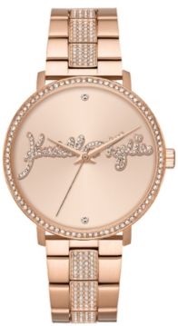 Rose Gold Tone Crystal Signature Stainless Steel Strap Analog Watch 40mm