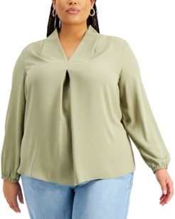 Trendy Plus Size Pleated Top, Created for Macy's