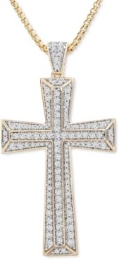 Cross 22" Pendant Necklace (1 ct. t.w.) in 14k Gold-Plated Sterling Silver