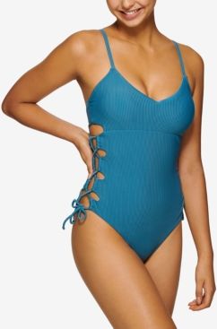 Juniors' Lace-Up One-Piece Swimsuit, Created for Macy's Women's Swimsuit