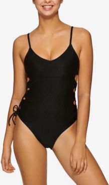 Juniors' Lace-Up One-Piece Swimsuit, Created for Macy's Women's Swimsuit