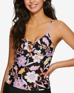 Juniors' Luna Floral Strappy Bikini Tankini Top, Created for Macy's Women's Swimsuit