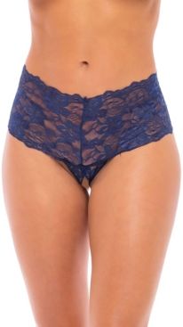 Lace Crotchless Boyshort with Elastic Detail