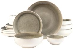 222 Fifth Resona Moss Green 16 Piece Dinnerware Set, Service for 4