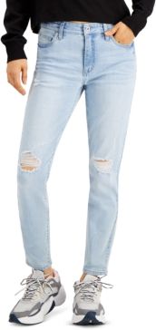 Juniors' Distressed Mid-Rise Skinny Ankle Jeans
