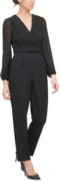 V-Neck Belted Jumpsuit