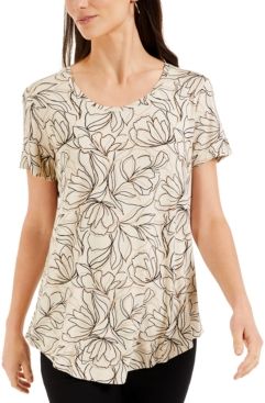 Printed Round-Hem T-Shirt, Created for Macy's