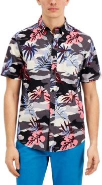 Short-Sleeve Floral Camo Shirt, Created for Macy's