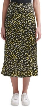 Printed Pull-On Midi Skirt