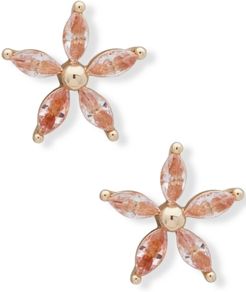 Gold-Tone Cubic Zirconia Flower Stud Earrings