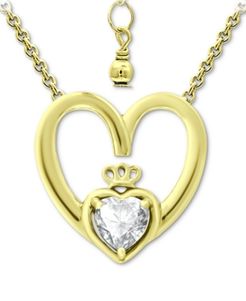 Cubic Zirconia Claddagh Heart 16" Pendant Necklace, Created for Macy's