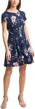 Petite Floral-Print Fit & Flare Dress