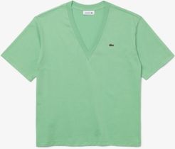 Relaxed-Fit Solid Cotton-Jersey V-Neck T-Shirt