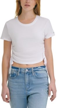 Cotton Ruched Side-Tie T-Shirt