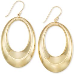 Polished Oval Drop Hoop Earrings in 14k Gold Vermeil