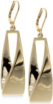 Twisted Metallic Drop Hoop Earrings