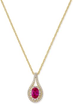 Certified Ruby (1/2 ct. t.w.) & Diamond (1/4 ct. t.w.) Pendant Necklace in 14k Gold (Also Emerald & Sapphire )