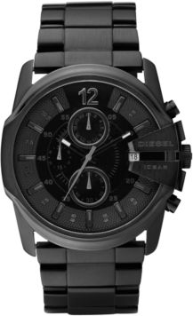 Mens Chronograph Black Ion Plated Stainless Steel Bracelet Watch 49x45mm DZ4180