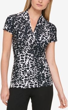 Animal Print Ruched Top