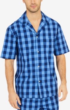 Buffalo Plaid Short-Sleeve Cotton Pajama Shirt