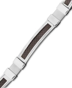 Stainless Steel and Black Carbon Fiber Bracelet, Rectangle Link
