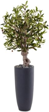 3.5' Olive Artificial Tree in Gray Cylinder Planter