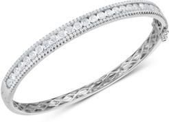 Cubic Zirconia Bangle Bracelet in Sterling Silver(Also Available in 18k Gold Plated Sterling Silver)