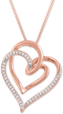 Diamond Intertwining Hearts 18" Pendant Necklace (1/10 ct. t.w.) in 14k Rose Gold-Plate