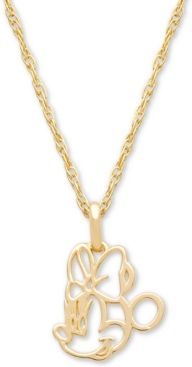 Children's Minnie Mouse Outline 15" Pendant Necklace in 14k Gold