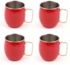 Scarlet 18-Ounce Hammered Moscow Mule Mugs, Set of 4