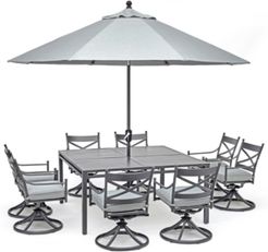 Montclaire Outdoor Aluminum 9-Pc. Dining Set (64" X 64" Table & 8 Swivel Chairs) With Sunbrella Cushions, Created for Macy's