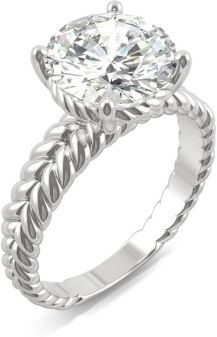 Moissanite Round Twisted Shank Ring (2-3/4 ct. tw. Diamond Equivalent) in 14k White Gold