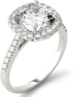 Moissanite Cushion Halo Ring (2-7/8 ct. tw. Diamond Equivalent) in 14k White Gold