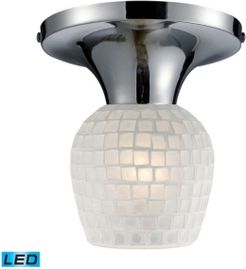 Celina 1-Light Semi-Flush in Polished Chrome and White Glass - Led Offering Up To 800 Lumens (60 Watt Equivalent)
