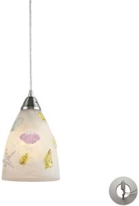 Seashore 1 Light Pendant in Satin Nickel and Hand Painted Glass - Includes Adapter Kit