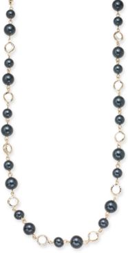 Gold-Tone Crystal & Colored Imitation Pearl Strand Necklace, 42" + 2" extender, Created for Macy's