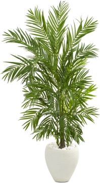 5' Areca Palm Artificial Tree in White Planter