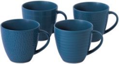 Royal Doulton Exclusively for Gordon Ramsay Maze Grill Mixed Blue Mugs, Set of 4