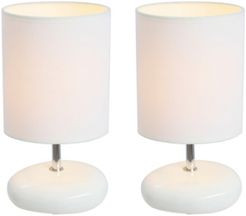 Simple Designs Stonies Small Stone Look Table Bedside Lamp 2 Pack Set