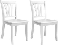 Solid Wood Dining Chairs with Curved Vertical Slat Backrest, Set of 2